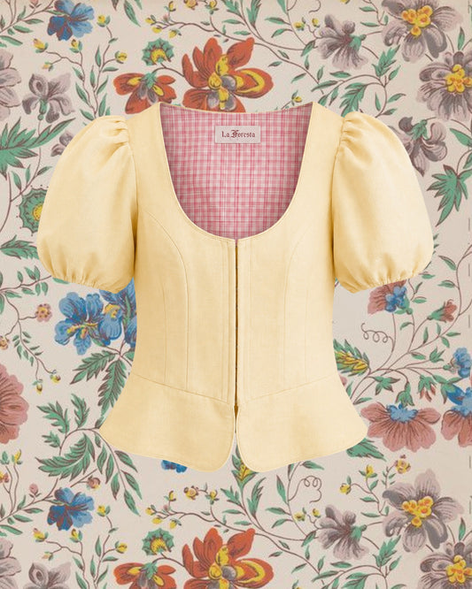 Penelope Top in Yellow Linen