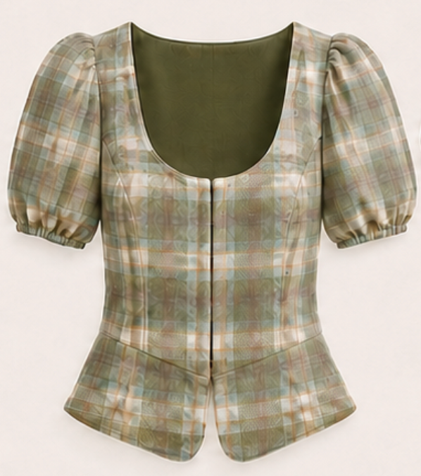 Penelope Top Green Tartan
