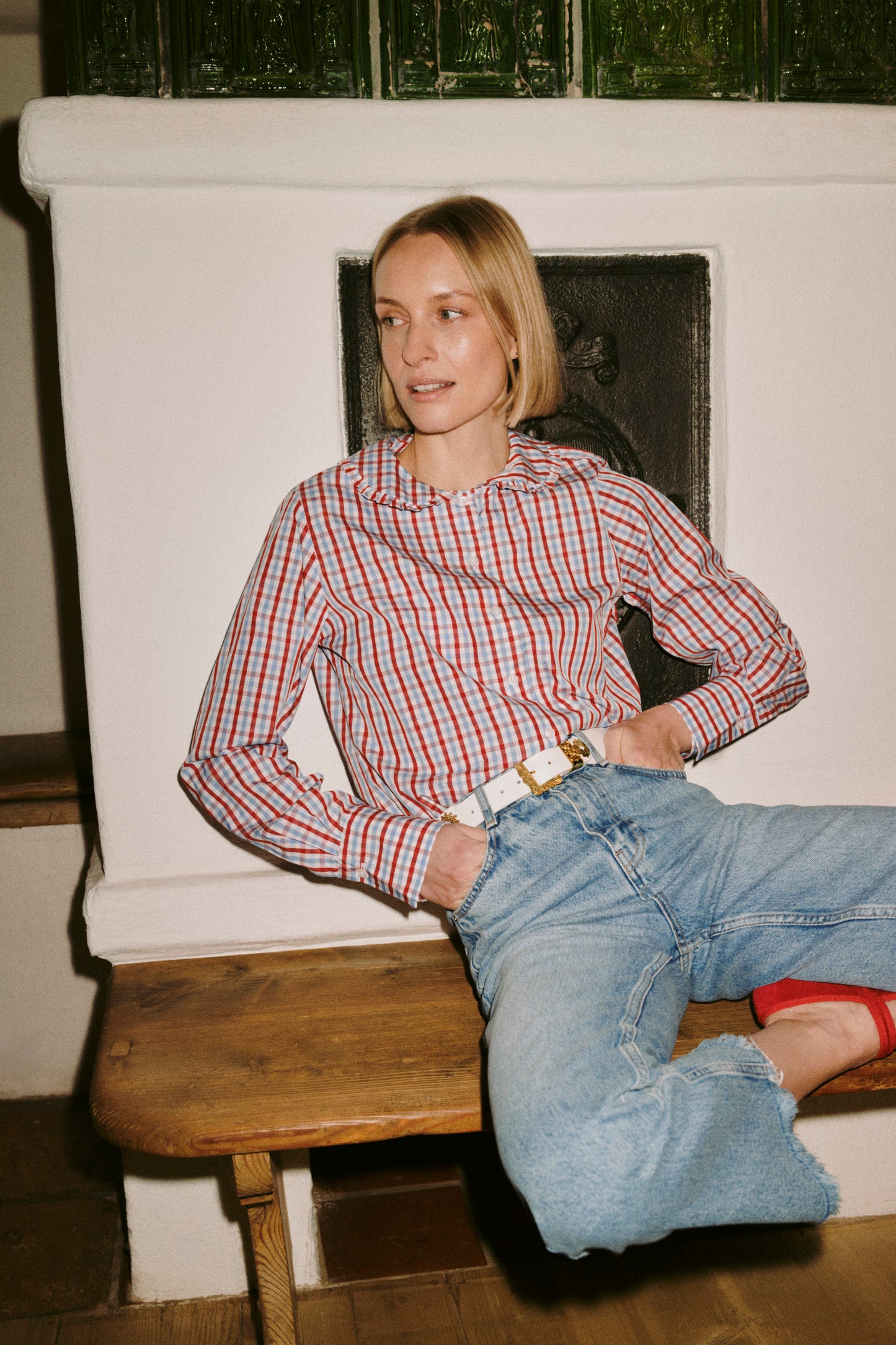 Theresia Blouse in red/blue vichy
