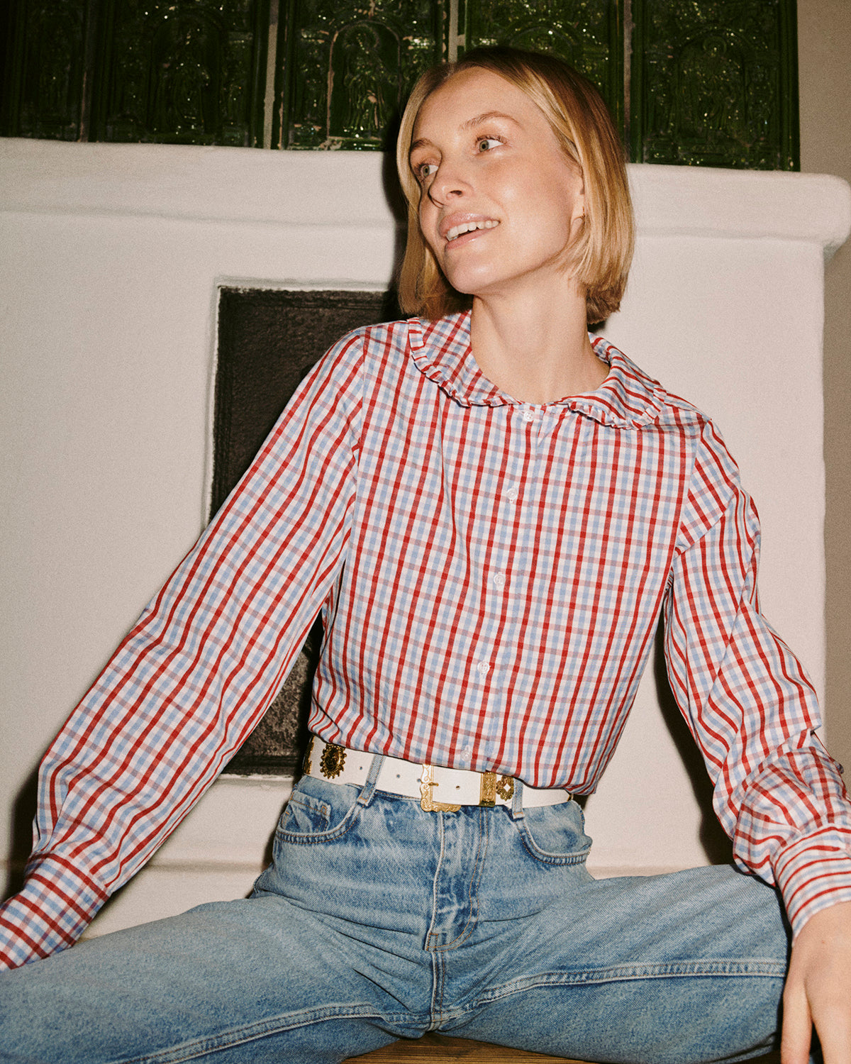 Theresia Blouse in red/blue vichy