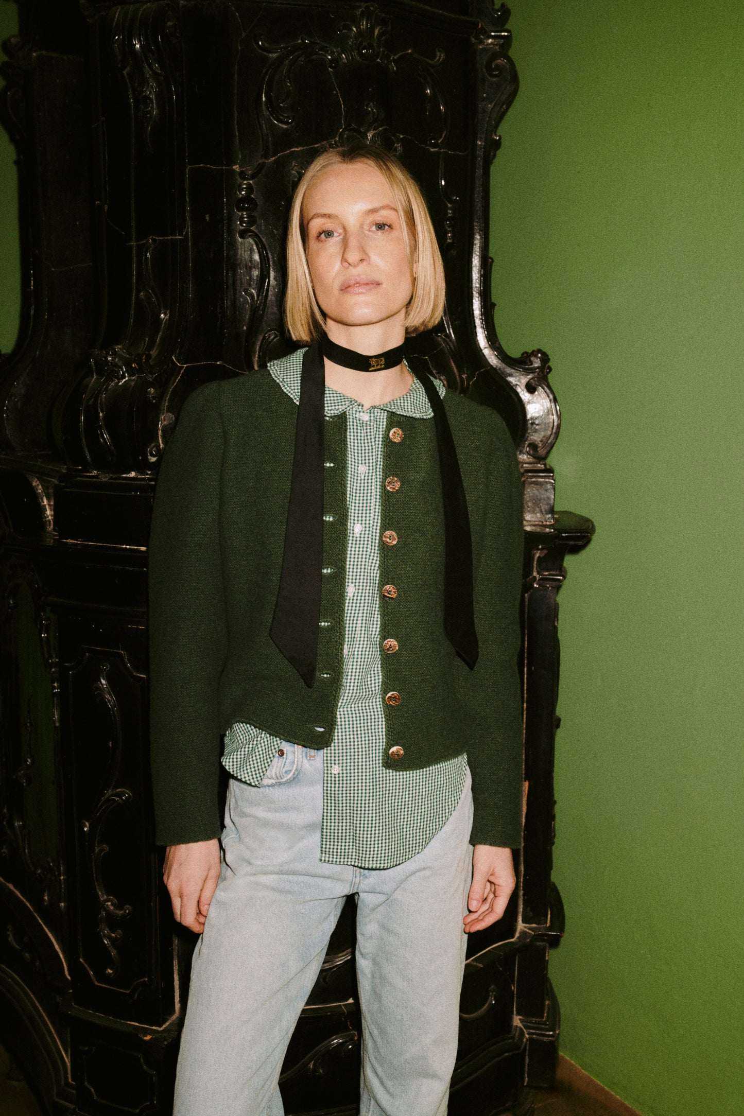 Theresia Blouse in green flanell