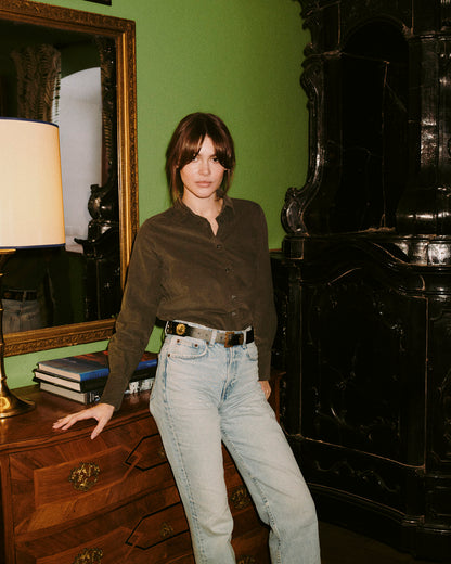 Cordelia Blouse in green corduroy