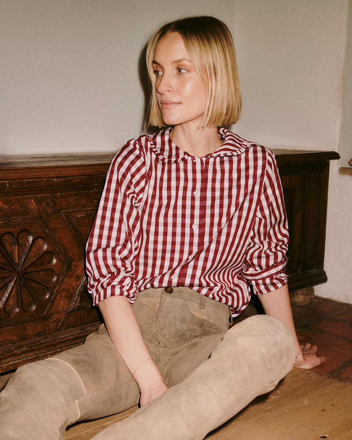 Theresia Blouse in red check