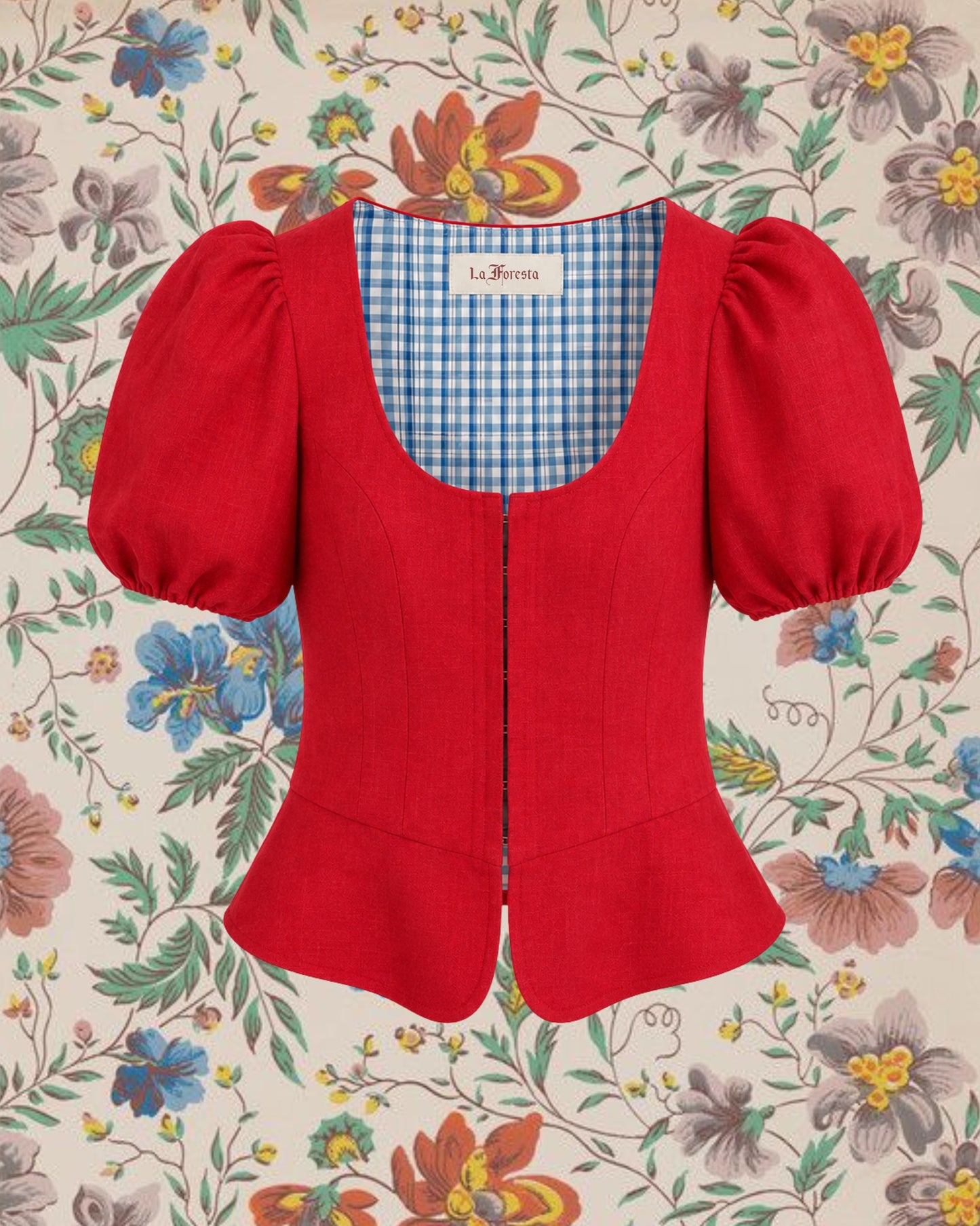 Penelope Top in Red Linen