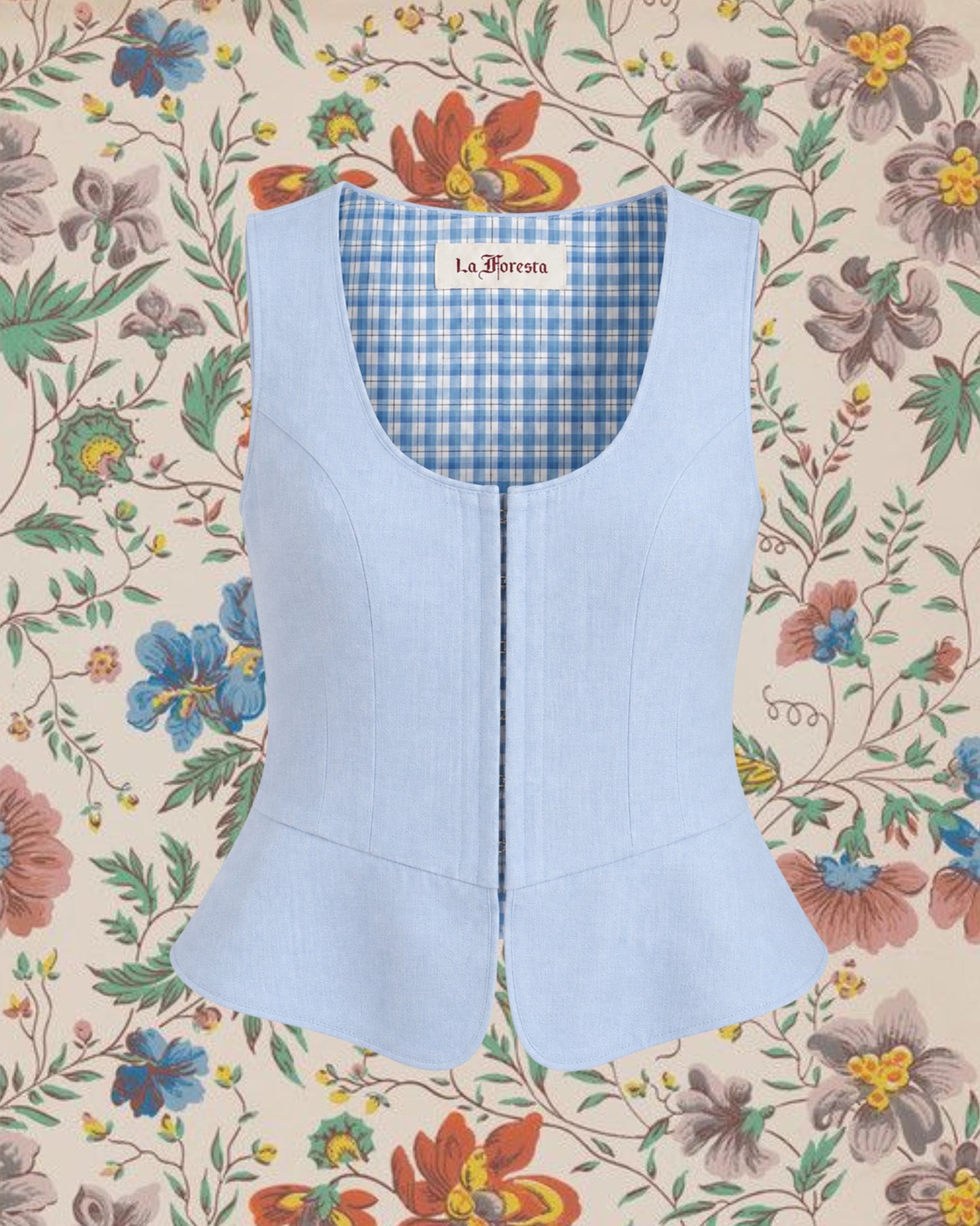 Eugenia Top in Blue Linen