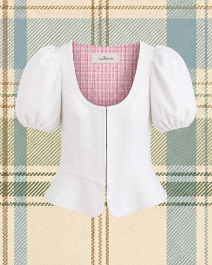 Penelope Top in White Linen
