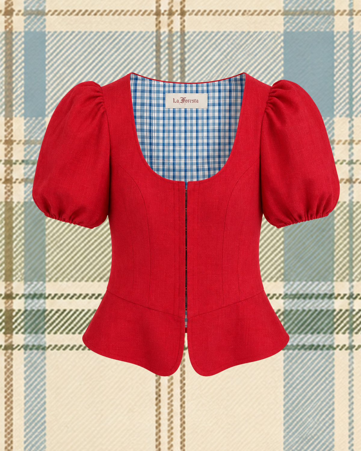 Penelope Top in Red Linen
