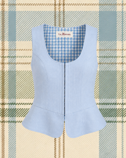 Eugenia Top in Blue Linen