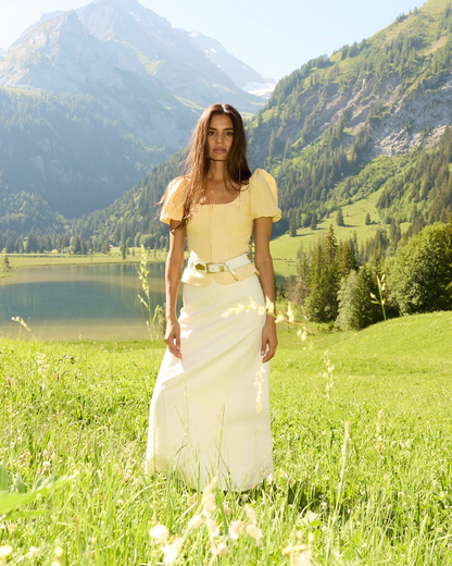 Penelope Top in Yellow Linen